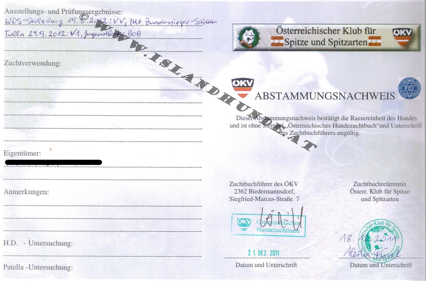 Abstammungsnachweis
